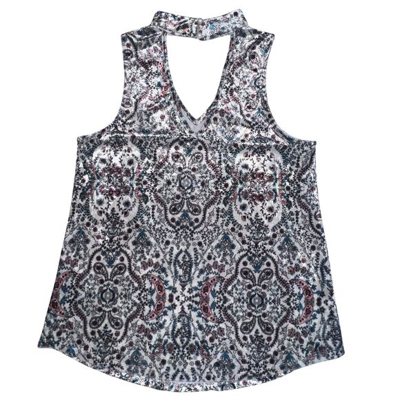 By & By Blouse Womens Medium Velvet Choker Neck Paisley Whimsical Fairycore Top - Picture 2 of 12